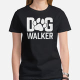 Dog & Canine Themed Clothes & Attire - Cute Dog Tee Shirt & Outfit For Humans - Presents for Dog Moms & Dads - The Dog Walker T-Shirt - Black, Women