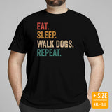 Dog & Canine Themed Clothes & Attire - Dog Tee Shirt For Humans - Presents for Dog Moms & Dads - Eat Sleep Walk Dogs Repeat T-Shirt - Black, Plus Size