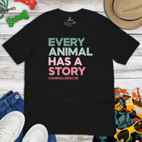 Dog & Canine Themed Clothes & Attire - Dog Tee Shirt For Humans - Presents for Dog Moms & Dads - Every Animal Has A Story T-Shirt - Black