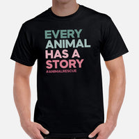 Dog & Canine Themed Clothes & Attire - Dog Tee Shirt For Humans - Presents for Dog Moms & Dads - Every Animal Has A Story T-Shirt - Black, Men