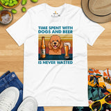 Doodle Dog Themed Clothes - Canine Tee Shirts For Humans - Gifts for Dog Lovers - Time Spent With Dogs And Beer Is Never Wasted T-Shirt - White