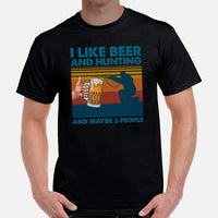 Duck & Deer Hunting T-Shirt - Gifts for Hunters, Bow Hunters, Archers & Beer Lovers - I Like Beer And Hunting And Maybe 3 People Shirt - Black, Men