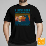 Duck & Deer Hunting T-Shirt - Gifts for Hunters, Bow Hunters, Archers & Beer Lovers - I Like Beer And Hunting And Maybe 3 People Shirt - Black, Plus Size