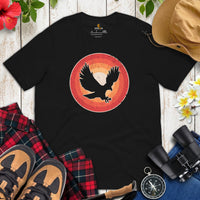 Eagle 80s Retro Sunset Cottagecore Aesthetic T-Shirt - Eagle Spirit & Pride Shirt - Team Mascot Shirt - 4th of July Patriotic Tee - Black