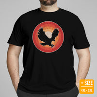 Eagle 80s Retro Sunset Cottagecore Aesthetic T-Shirt - Eagle Spirit & Pride Shirt - Team Mascot Shirt - 4th of July Patriotic Tee - Black, Large Size for Overweight
