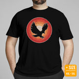 Eagle 80s Retro Sunset Cottagecore Aesthetic T-Shirt - Eagle Spirit & Pride Shirt - Team Mascot Shirt - 4th of July Patriotic Tee - Black, Large Size for Overweight
