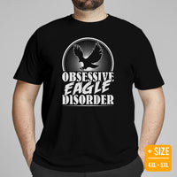 Eagle Aesthetic Shirt - Eagle Spirit & Pride Shirt - Team Mascot Shirt - 4th of July Patriotic Tee - Obsessive Eagle Disorder Shirt - Black, Large Size for Overweight