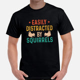 Easily Distracted By Squirrels T-Shirt - Chipmunk, Gerbil, Nutcracker, Woodland Animal Tee - Gift for Squirrel Dad/Mom, Lover & Feeder - Black, Men