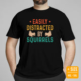 Easily Distracted By Squirrels T-Shirt - Chipmunk, Gerbil, Nutcracker, Woodland Animal Tee - Gift for Squirrel Dad/Mom, Lover & Feeder - Black, Plus Size