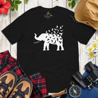 Camping & Bird Watching Shirt - Presents, Gift Ideas for Bird & Nature Lovers, Birdwatchers - Birding Shirt - Elephant Free Birds T-Shirt - Black
