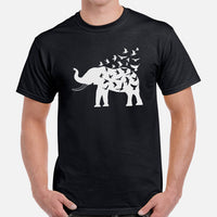 Camping & Bird Watching Shirt - Presents, Gift Ideas for Bird & Nature Lovers, Birdwatchers - Birding Shirt - Elephant Free Birds T-Shirt - Black, Men