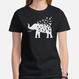 Camping & Bird Watching Shirt - Presents, Gift Ideas for Bird & Nature Lovers, Birdwatchers - Birding Shirt - Elephant Free Birds T-Shirt - Black, Women