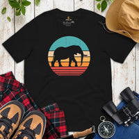 Elephant Retro Aesthetic T-Shirt - Mammoth, Mastodon, Elephas Shirt - Gift for Elephant & Wildlife Animal Lovers - Zoology Shirt - Black