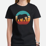 Elephant Retro Aesthetic T-Shirt - Mammoth, Mastodon, Elephas Shirt - Gift for Elephant & Wildlife Animal Lovers - Zoology Shirt - Black, Women