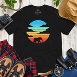 Elephant Retro Sunset Aesthetic T-Shirt - Mammoth, Mastodon, Elephas Vaporwave Tee - Gift for Elephant & Animal Lovers - Zoology Shirt - Black