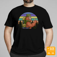 Camping & Hiking Shirt - Presents, Gift Ideas for Campers & Hikers - Bigfoot Sasquatch Tee Shirt - Happy Campers Shirt - Cute Yeti T-Shirt - Black, Large Size for Overweight