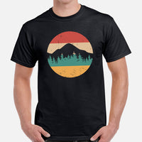 Enchanted Forest Themed 80s Retro Aesthetic T-Shirt - Naturecore Tee for Granola Girl & Guy, Wanderlust, Hiker, Outdoorsy Camper - Black, Men