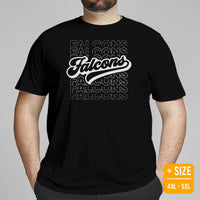 Falcons Mascot T-Shirt - Football Fanatic Vintage Graphic Shirt: Retro Style, Ideal Gifts for Football Fans & Supporters - Game Day Tee - Black, Plus Size