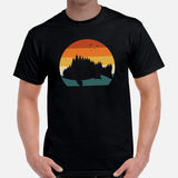 Fishing & PFG T-Shirt - Gift for Fisherman - Bass Masters & Pros Shirt - Bass Fish Evergreen Forest Themed Retro Aesthetic Shirt - Black, Men