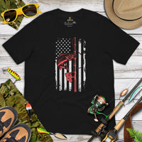 Fishing & PFG T-Shirt - Gift for Fisherman - Bass Masters & Pros Shirt - Fly Fishing Shirt - Bass Fishing US Flag Themed Shirt - Black