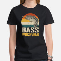 Fishing & PFG T-Shirt - Gift for Fisherman - Bass Masters & Pros Shirt - Flying Fishing Shirt - Bass Whisperer Retro Aesthetic Shirt - Black, Women