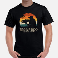 Fishing & PFG T-Shirt - Gift for Fisherman - Bass Masters & Pros Shirt - Flying Fishing Shirt - Kiss My Bass Sarcastic Shirt - Black, Men