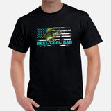 Fishing & PFG T-Shirt - Gift for Fisherman - Bass Masters & Pros Shirt - Flying Fishing Shirt - Reel Cool Dad US Flag Themed Shirt - Black, Men