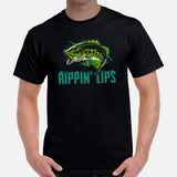 Fishing & PFG T-Shirt - Gift for Fisherman - Bass Masters & Pros Shirt - Flying Fishing Shirt - Ripping Lips Shirt - MLF Fishing Shirt - Black, Men