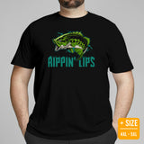 Fishing & PFG T-Shirt - Gift for Fisherman - Bass Masters & Pros Shirt - Flying Fishing Shirt - Ripping Lips Shirt - MLF Fishing Shirt - Black, Plus Size