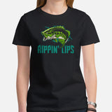 Fishing & PFG T-Shirt - Gift for Fisherman - Bass Masters & Pros Shirt - Flying Fishing Shirt - Ripping Lips Shirt - MLF Fishing Shirt - Black, Women