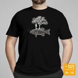 Fishing & PFG T-Shirt - Gift for Fisherman - Bass Masters & Pros Shirt - Flying Fishing Tee - Bass Fishing Cottagecore Aesthetic Shirt - Black, Plus Size