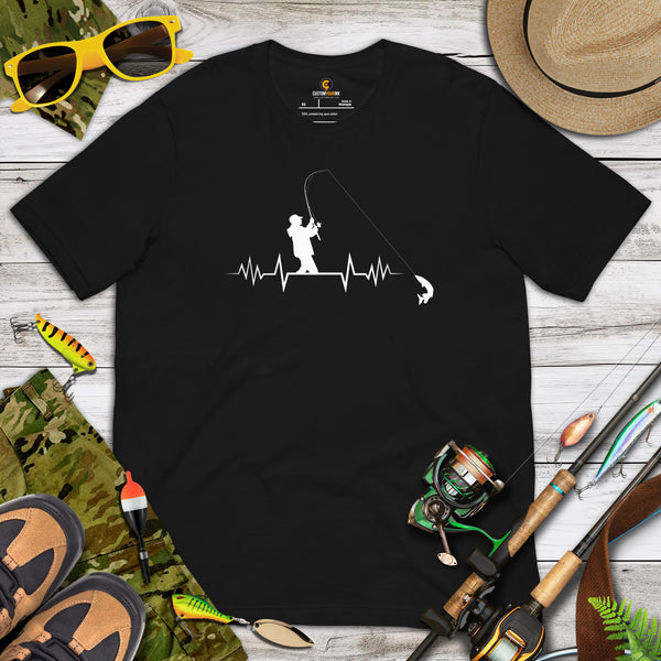 Fishing & PFG T-Shirt - Gift for Fisherman - Bass Masters & Pros Shirt - Master Baiter Shirt - Fly Fishing Heartbeat Shirt - Black