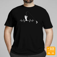 Fishing & PFG T-Shirt - Gift for Fisherman - Bass Masters & Pros Shirt - Master Baiter Shirt - Fly Fishing Heartbeat Shirt - Black, Plus Size