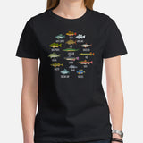 Master Baiter Shirt - Funny Fishing T-Shirt - Species of Fish T-Shirt - Reel Life Shirt - Gift Ideas for Fisherman - Gone Fishing Shirt - Black, Women