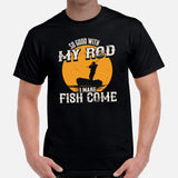 Fishing & PFG T-Shirt - Gift for Fisherman - Bass Masters & Pros Shirt - Master Baiter Tee - So Good With My Rod I Make Fish Come Shirt - Black, Men