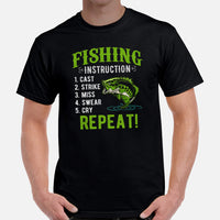 Fishing & PFG T-Shirt - Gift for Fisherman - Bass Masters & Pros Shirt - MLF Fly Fishing Shirt - Fishing Instruction Shirt - Black, Men