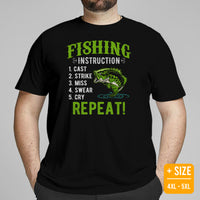 Fishing & PFG T-Shirt - Gift for Fisherman - Bass Masters & Pros Shirt - MLF Fly Fishing Shirt - Fishing Instruction Shirt - Black, Plus Size