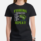 Fishing & PFG T-Shirt - Gift for Fisherman - Bass Masters & Pros Shirt - MLF Fly Fishing Shirt - Fishing Instruction Shirt - Black, Women