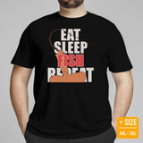 Fishing & PFG T-Shirt - Gift for Fisherman - Bass Masters & Pros Shirt - MLF Fly Fishing Shirt - Eat Sleep Fish Repeat Shirt - Black, Plus Size