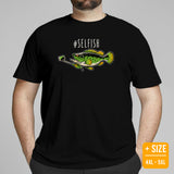Fishing & PFG T-Shirt - Gift for Fisherman - Bass Masters & Pros Shirt - MLF Flying Fishing Shirt - Selfish Sarcastic Geeky Shirt - Black, Plus Size