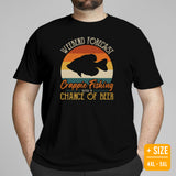 Fishing & PFG T-Shirt - Gift for Fisherman & Beer Lovers - Weekend Forecast Crapie Fishing With A Chance Of Beer Retro Aesthetic Shirt - Black, Plus Size