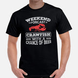 Fishing & PFG T-Shirt - Gift for Fisherman, Beer Lovers - Weekend Forecast Crawfish With A Chance Of Beer Shirt - Crayfish, Crawdad Tee - Black, Men