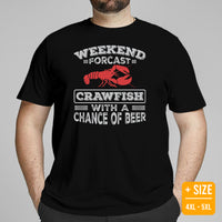 Fishing & PFG T-Shirt - Gift for Fisherman, Beer Lovers - Weekend Forecast Crawfish With A Chance Of Beer Shirt - Crayfish, Crawdad Tee - Black, Plus Size