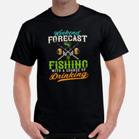 Fishing & PFG T-Shirt - Gift for Fisherman, Beer Lovers - Weekend Forecast Fishing With A Chance Of Drinking Shirt - Master Baiter Tee - Black, Men