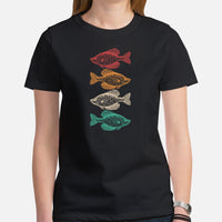 Fishing & PFG T-Shirt - Gift for Fisherman - Performance Fishing Gear - Master Baiter Shirt - Crapie Fishing 80s Retro Aesthetic Shirt - Black, Women