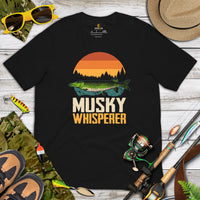 Fishing & PFG T-Shirt - Gift for Fisherman - Performance Fishing Gear - Master Baiter Shirt - Musky Whisperer Retro Aesthetic Shirt - Black