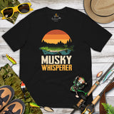 Fishing & PFG T-Shirt - Gift for Fisherman - Performance Fishing Gear - Master Baiter Shirt - Musky Whisperer Retro Aesthetic Shirt - Black