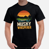 Fishing & PFG T-Shirt - Gift for Fisherman - Performance Fishing Gear - Master Baiter Shirt - Musky Whisperer Retro Aesthetic Shirt - Black, Men
