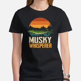 Fishing & PFG T-Shirt - Gift for Fisherman - Performance Fishing Gear - Master Baiter Shirt - Musky Whisperer Retro Aesthetic Shirt - Black, Women