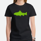 Fishing & PFG T-Shirt - Gift for Fisherman - Performance Fishing Gear - Master Baiter Shirt - Trout Fishing Pine Forest Themed Shirt - Black, Women